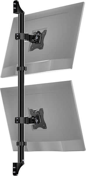 WALI Dual Monitor Wall Mount,Up to 38 inch Screens Vertical Stacked Monitor Wall Mount,VESA 75x75/100x100mm,Holds up to 22 lbs per Monitor,(012ARMV-38) Black