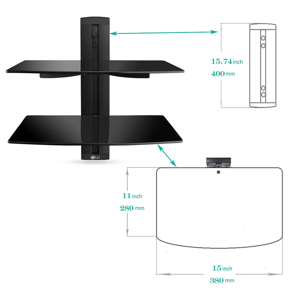 Floating Wall Mounted Dual Shelf CS202B - WALI ELECTRIC