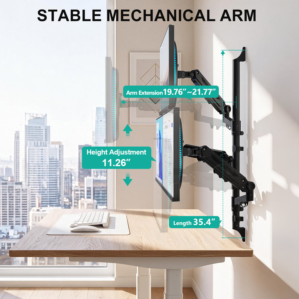 WALI Triple Monitor Wall Mount for 17-34 inch Screens, 22lbs per Arm, Black|Effortless Adjustments with Tilt/Swivel/Rotate, Space-Saving, VESA 75/100mm Easy Install, Cable Management, (GSWM003), Black