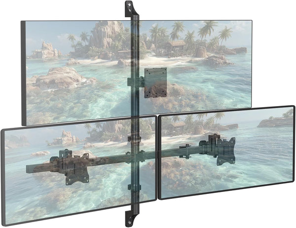 WALI Triple Monitor Wall Mount for 13 to 49 Inch, 3 Monitor Wall Mount Computer Monitor Arm for Ultrawides Screens, Swivel Tilt Wall Mount with VESA 75/100 mm, Per Arm Holds Up to 22lbs