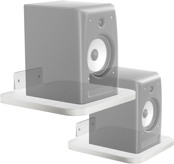WALI Speaker Wall Mount, Heavy Duty Bookshelf Speaker Floating Wall Shelves, Surround Sound Speakers Stand for Living Room, Home Theater and Gaming Room, Holds up to 55 Lbs, (SWM302W), 1 Pair, White