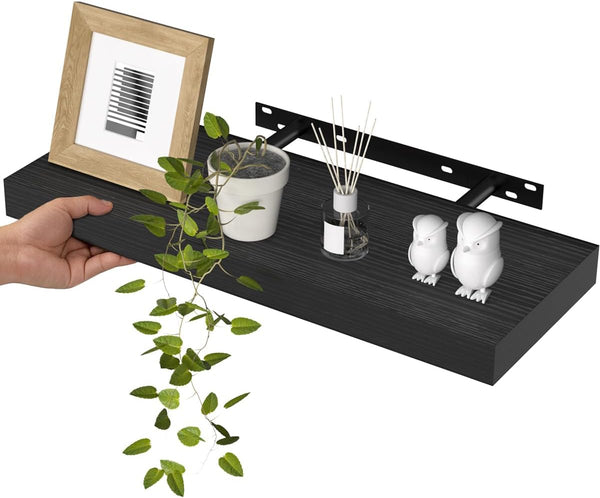 WALI Floating Shelves for Wall, 1 Tier Bathroom Storage Shelf Over Toilet, for Bedroom Bookshelf, Living Room Decor, Kitchen, Nursery, Laundry, Soundbar Floating Shelf Mount Under TV (CS101L), Black