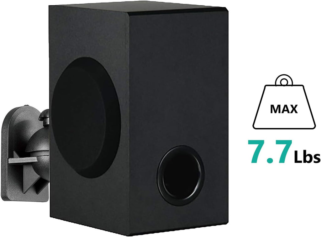 WALI Speaker Wall Ceiling Mounts One Pair, Bookshelf Speaker Wall Mount Brackets, Surround Sound Speaker Mounts, Hold up to 7.7 lbs (SWM202), Black
