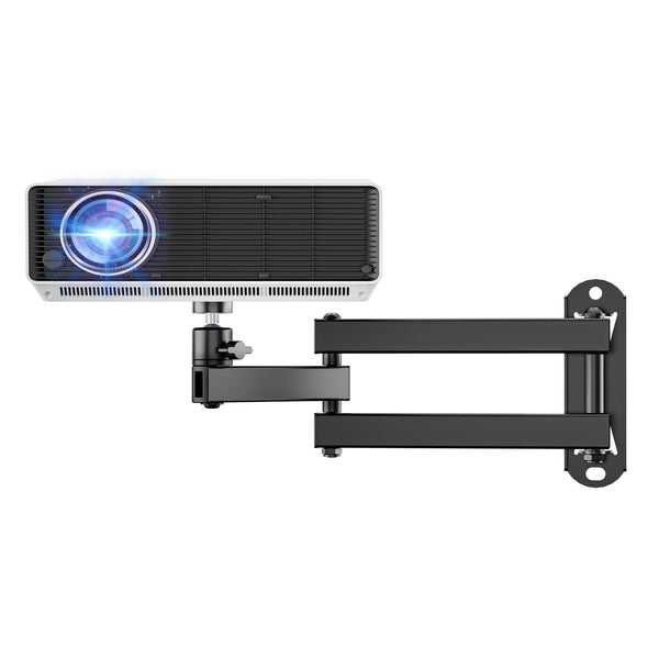 WALI Foldable Projector Wall Mount Universal Adjustable Wall Projector Mount Aluminum Alloy Projectors Stand,1/4" M4 M6 Screw Size,(1330LM-PM), Black