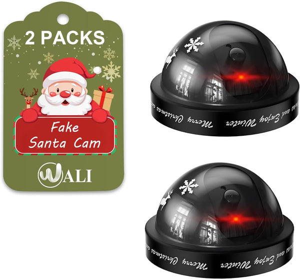 WALI Santa Cam, Santa Camera Ornament with Realistic Red Flashing Light, Fake Dummy Security Cameras Motivate Kids and Prevent Grinch Mischief, Perfect Christmas Decor Indoor & Outdoor-2 Packs(SD-2-CH)