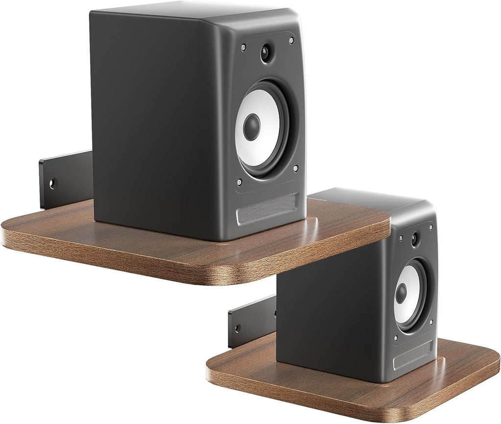 WALI Heavy Duty Floating Speaker Shelves Wall Mounted - Set of 2 - for Surround & Rear Sound, Satellite, Bookshelf Speakers & Home Theater – 7.9" x 7.9" Sturdy Design – 55 lbs Capacity Per Shelf(SWM302)