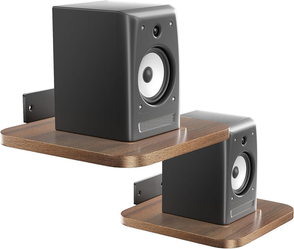 WALI Heavy Duty Floating Speaker Shelves Wall Mounted - Set of 2 - for Surround & Rear Sound, Satellite, Bookshelf Speakers & Home Theater – 7.9" x 7.9" Sturdy Design – 55 lbs Capacity Per Shelf(SWM302)
