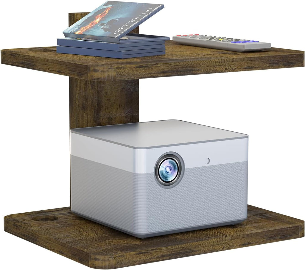 WALI Projector Mount Floating TV Shelf, Holds Up to 22lbs, Wooden Wall Mounted Shelves Under TV Shelf for DVD Players, Cable Boxes, Routers, Game Consoles, PlayStation Accessories (CS202NC), 2 Shelves