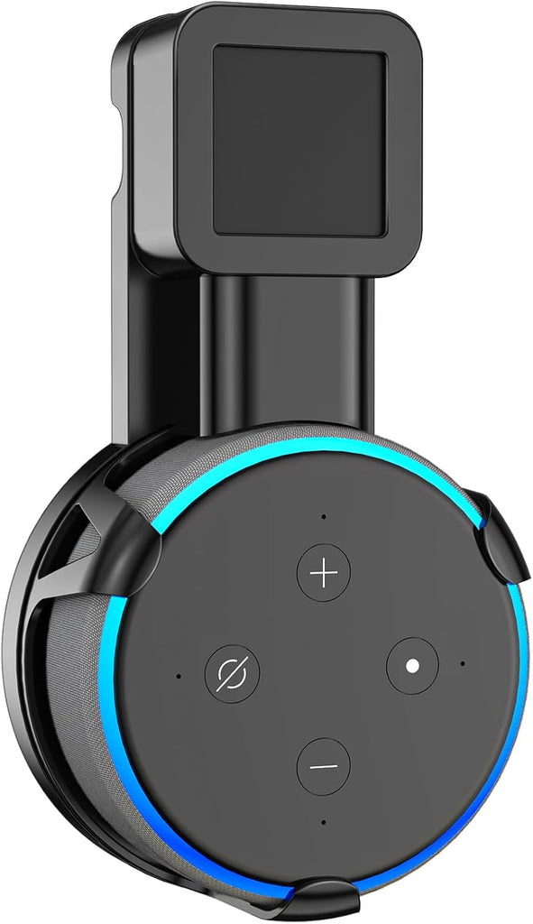 WALI Outlet Wall Mount, Holder Stand for Echo Dot 3rd Gen, Smart Home Speakers Plug Mount for Alexa with Cable Management, (AMM002-B), 1 Pack, Black