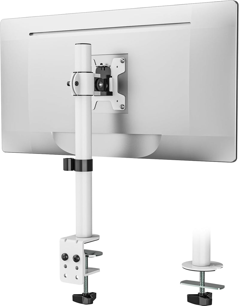 WALI Single Monitor Mount for 1 Computer Screen up to 32 inch, Fully Adjustable Monitor Arm Holds up to 22 lbs (M001S-W), White