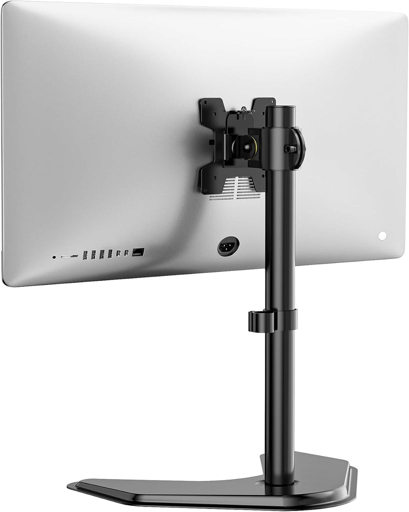 WALI Single Monitor Stand for 13-32 Inch Computer Screens, Freestanding Single Monitors Arm Desk Mount, Universal VESA Monitor Mount 75x75/100x100mm, Adjustable Height and Angle, (MF001), Black