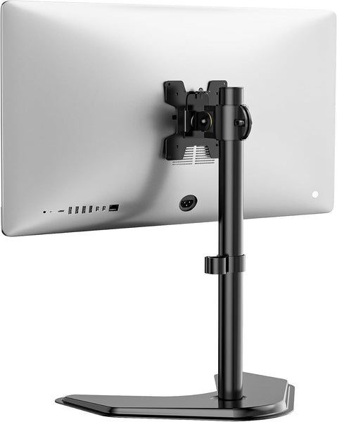 WALI Single Monitor Stand for 13-32 Inch Computer Screens, Freestanding Single Monitors Arm Desk Mount, Universal VESA Monitor Mount 75x75/100x100mm, Adjustable Height and Angle, (MF001), Black