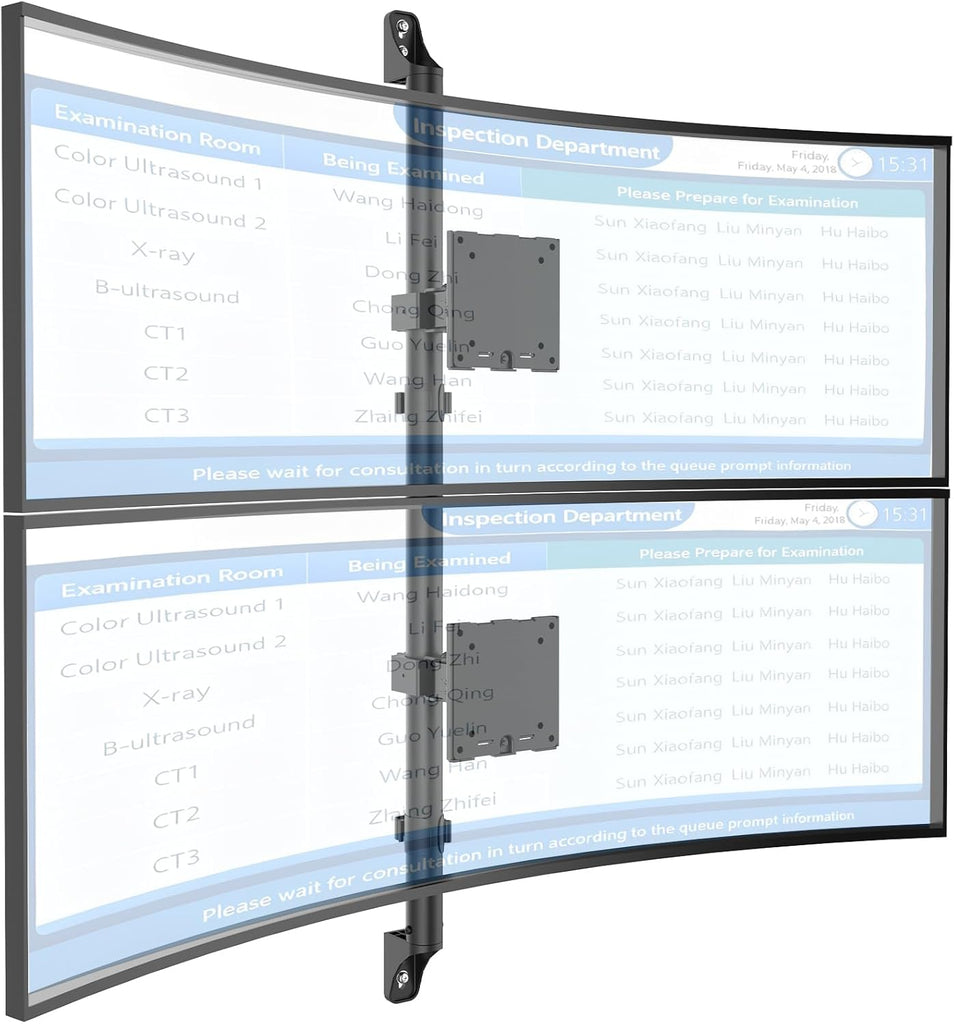 WALI Dual Monitor Wall Mount - Heavy Duty Wall Mount,Vertical Monitor Stand for 17-49 inch Screens,Holds up to 44 lbs per Screen,VESA 75x75/100x100mm,(012ARMV-49) Black