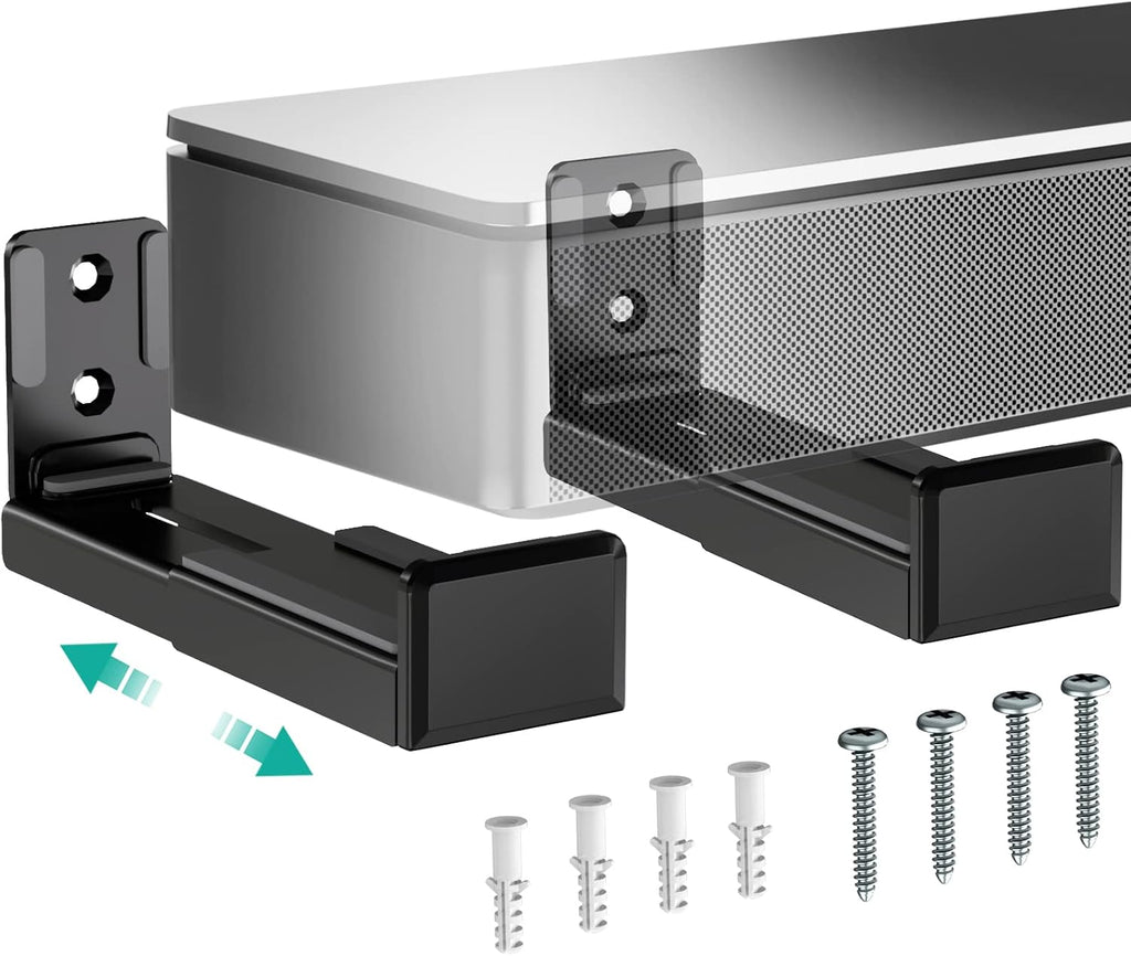 WALI Universal Soundbar Wall Mount, Center Channel Speaker Wall Mount Dual Bracket Hold up to 33 lbs, Arms Extend Adjustment from 3.5 to 6.1 inch (SLK202), Black