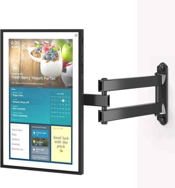 WALI Mount for Echo Show 21, Echo Show 15, Adjustable Wall Mounting Bracket with Heavy Duty 15” Extension Arm, Rotate Tilt Swivel for Echo Show 21, Echo Show 15, Holds up to 33lbs, Black (1330LM-ES)