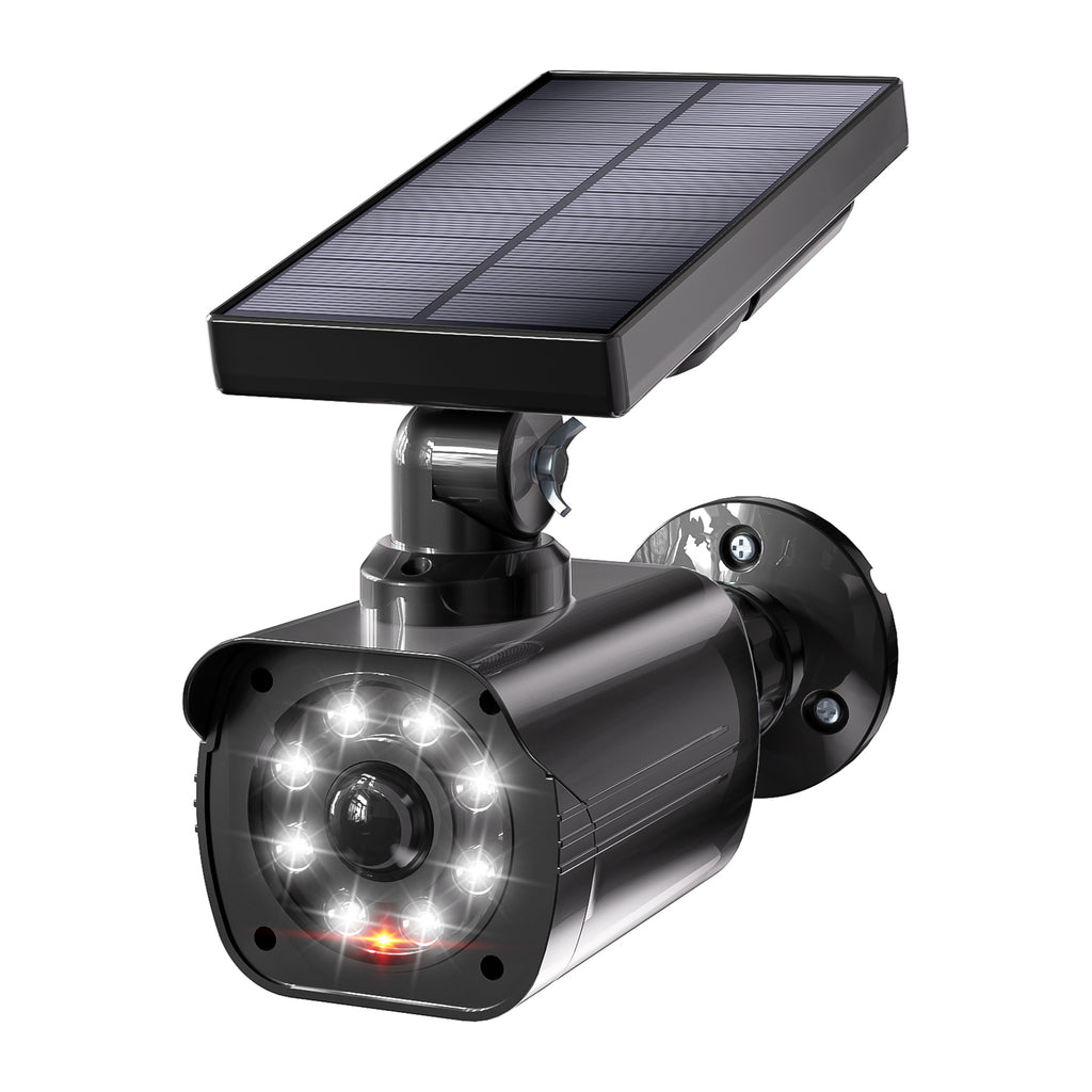 WALI Solar Powered Fake Camera with Motion Sensor Floodlight, 1 Pack, Black