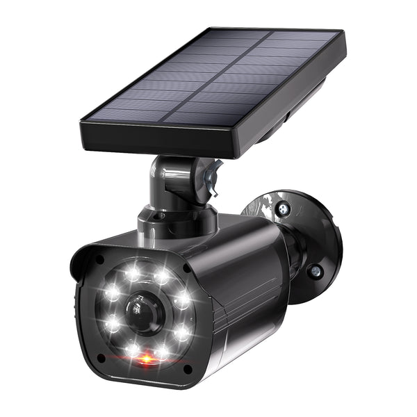 WALI Solar Powered Fake Camera with Motion Sensor Floodlight, 1 Pack, Black