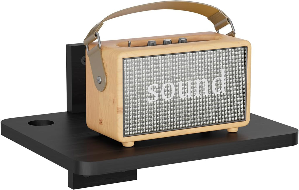 WALI Projector Wall Mount Shelf, Up to 22 lbs, Wooden Floating TV Stand DVD Stand Projector Stand Cable Box Stand Router Stand Game Stand Media Stand Living Room Stand Wall Mount (CS201NB), 1 Shelf