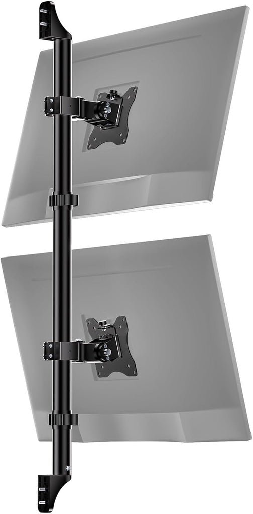 WALI Dual Monitor Wall Mount,Up to 38 inch Screens Vertical Stacked Monitor Wall Mount,VESA 75x75/100x100mm,Holds up to 22 lbs per Monitor,(012ARMV-38) Black