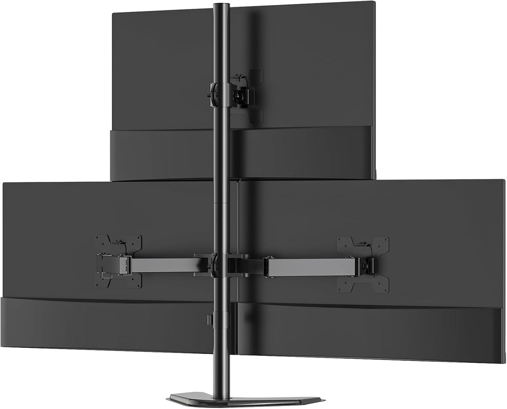 WALI Triple Monitor Stand, Free Standing Three Monitor Desk Mount Fully Adjustable, Fits 3 Screens up to 27 inch, 22 lbs Weight Capacity per Arm (MF003S), Black