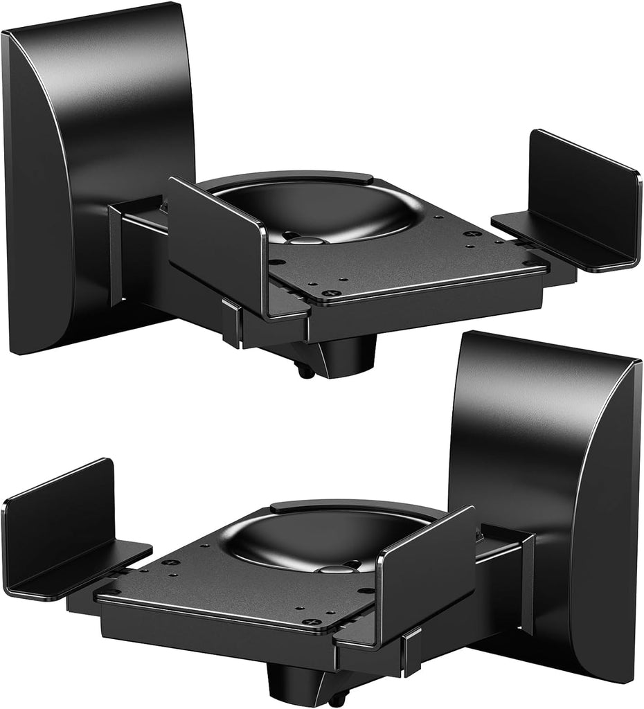 WALI Speaker Wall Mounts, Dual Side Clamping Bookshelf Mounting Bracket for Large Surrounding Sound Speakers, Hold up to 55 lbs. (SWM201), 1 Pair, Black