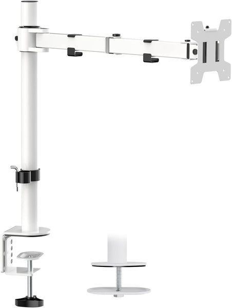 WALI Monitor Arm Mount for Desk, Single Computer Desk Mount, Monitor Bracket Mount Stand Single, up to 32 inch, 22 lbs (M001-W), White