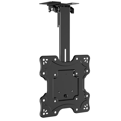 WALI Folding Ceiling TV Mount, Swivel and Flip Down TV Bracket for 17-42 inch Flat Screens, Height Adjustable TV Mount Saving Space, Max Mounting Holes 200x200mm(FCM202), Black