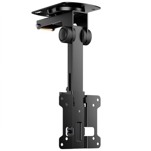 WALI Folding Ceiling TV Mount, Swivel and Flip Down TV Bracket for 13-27 inch Flat Screens, Height Adjustable TV Mount Saving Space, Max Mounting Holes 100x100mm(FCM101), Black