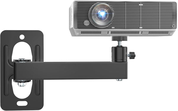 WALI Mini Porjector Wall Mount, Wall Mount Projector for 1/4" Screw, Fully Adjustable Projector Hanging Bracket Ceiling Mount Holder Holds up 22lbs, Black (1330LM-PMS)