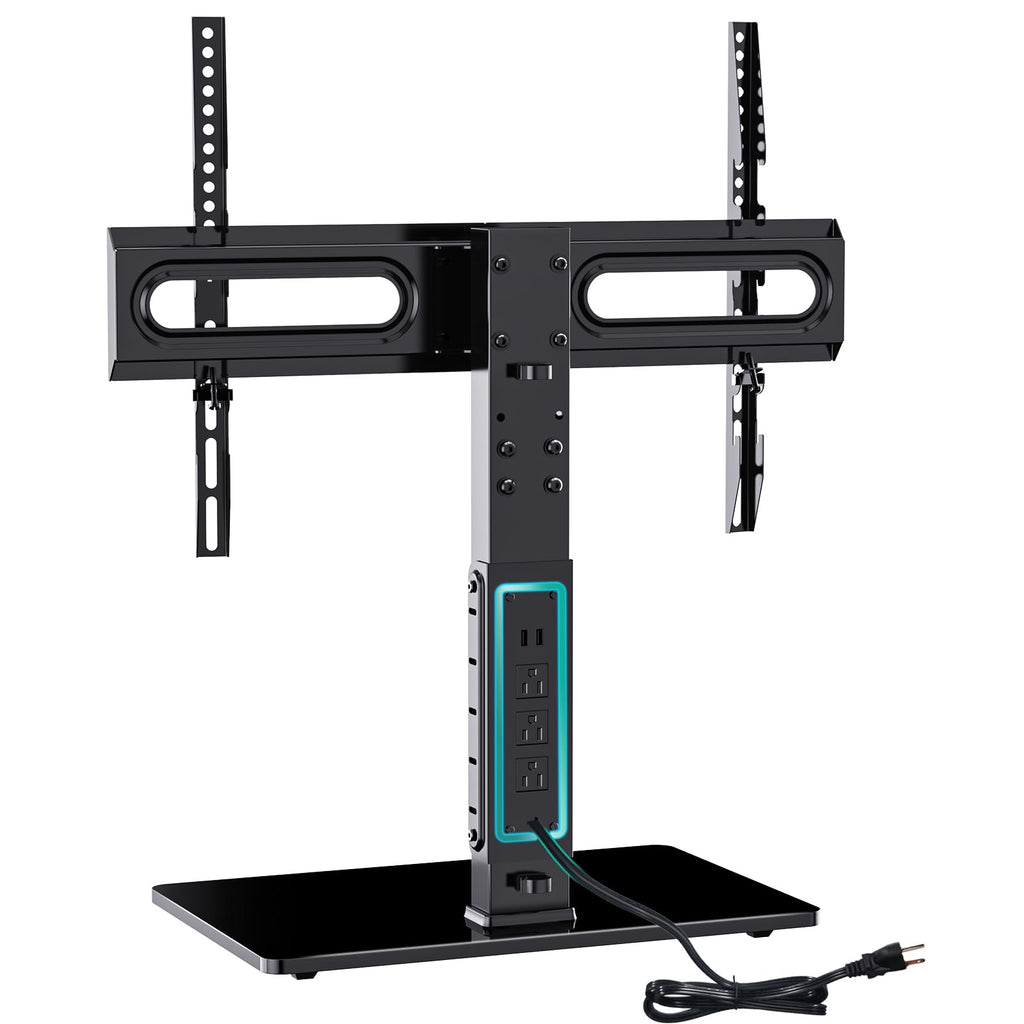 WALI TV Stand with Power Outlet, Universal TV Mount Stand for 32-70 inch TVs, 6 Height Adjustable and 70° Swivel TV Mount Stand Holds up to 88lbs, Max VESA 600x400mm(TVDVD-5P)