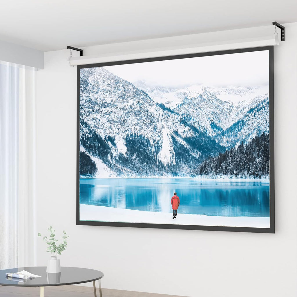 WALI Universal Projector Screen Ceiling Mount, Wall Hanging Mount L-Brackets, 12 inch Adjustable Extension with Hook Kit, Perfect Projector Screen Placement Hold up to 80 lbs (PSM001XL-B), Black