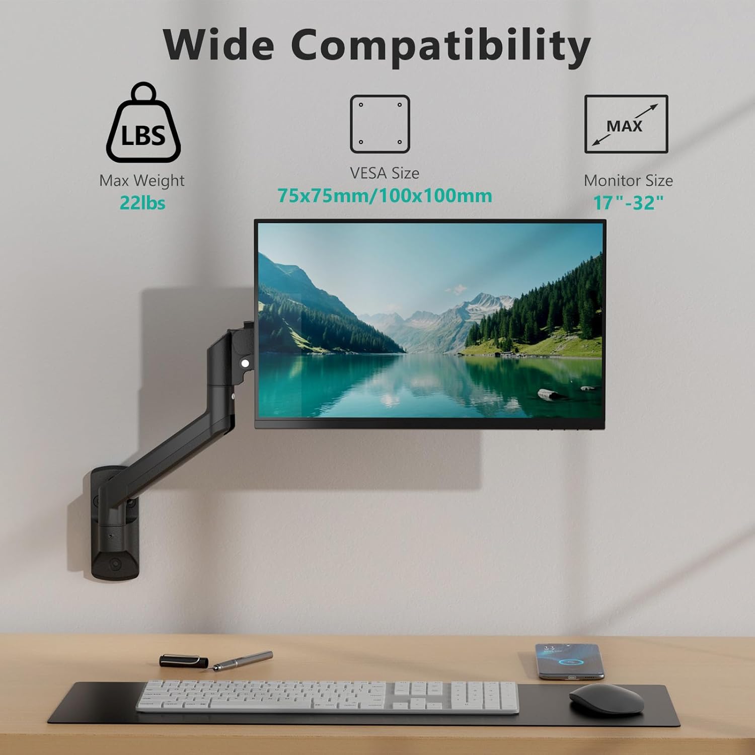 MOUNTUP Enkele monitor bureauhouder houdt scherm tot 32 inch, verstelbare gasveer monitorarm, computermonitorstandaard met klem/doorvoertule montagebasis, VESA-bevestigingen geschikt voor 2,0-8 kg MOUNTUP Enkele monitor bureauhouder houdt scherm tot 32 inch, verstelbare gasveer monitorarm, computermonitorstandaard met klem/doorvoertule montagebasis, VESA-bevestigingen geschikt voor 2,0-8 kg
