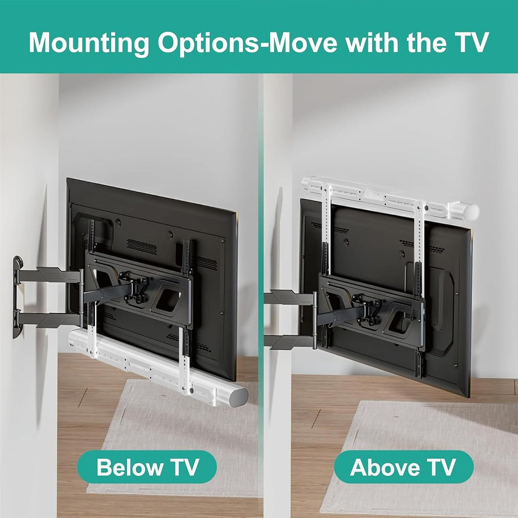 WALI Sonos Arc TV Mount for Sonos Arc & Sonos Arc Ultra, (SON003T-W) | Soundbar Mounting Bracket up to 22 lbs, 2 Installation Under or Above TV, Hidden Design, Hardware Kit Included, White
