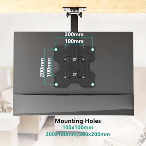WALI Folding Ceiling TV Mount, Swivel and Flip Down TV Bracket for 17-42 inch Flat Screens, Height Adjustable TV Mount Saving Space, Max Mounting Holes 200x200mm(FCM202), Black