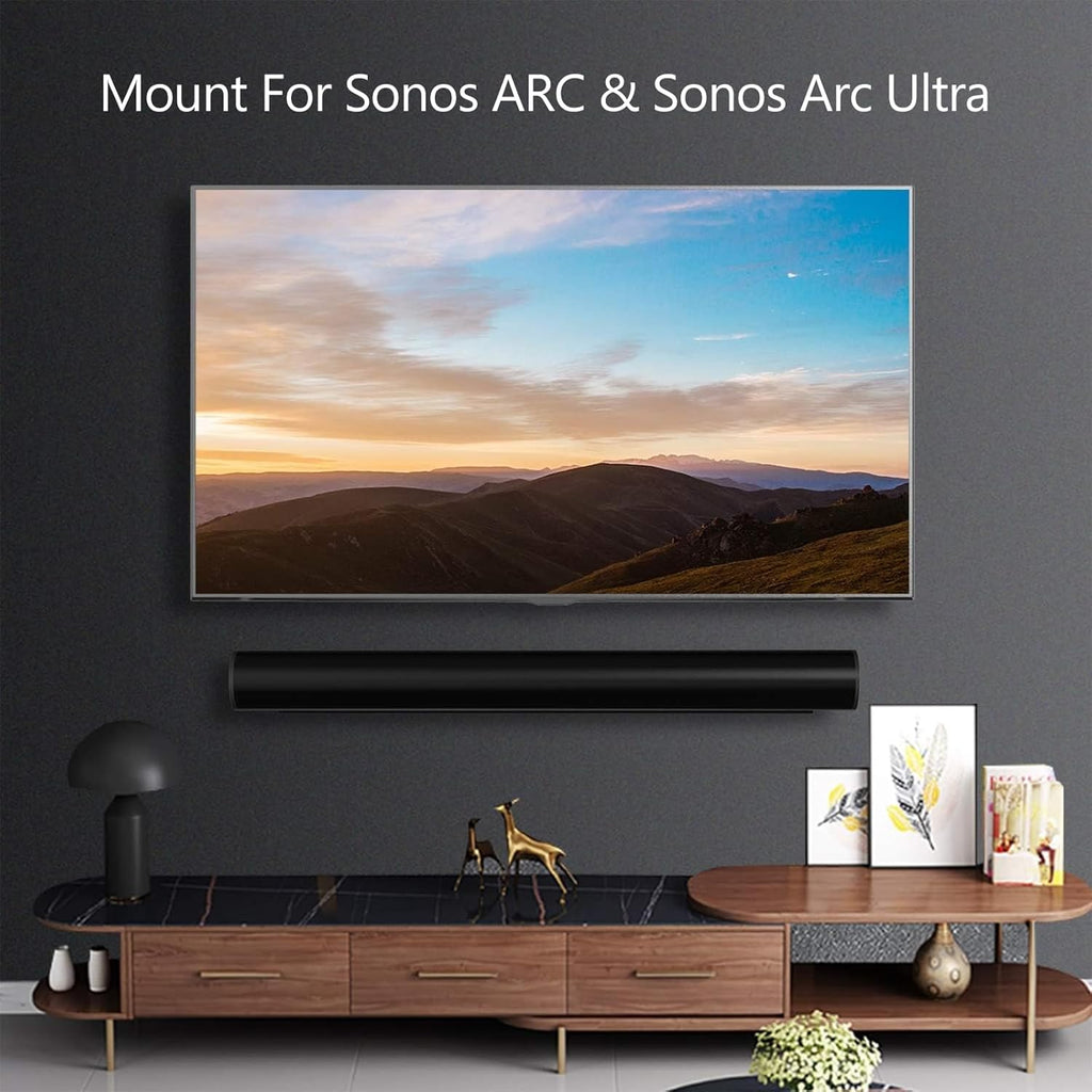 WALI Soundbar Mount for Sonos Arc and Sonos Arc Ultra - Sound bar Wall Mount Bracket, Minimalist Design, Perfect for Under TV Installation, Black(SON003-B)