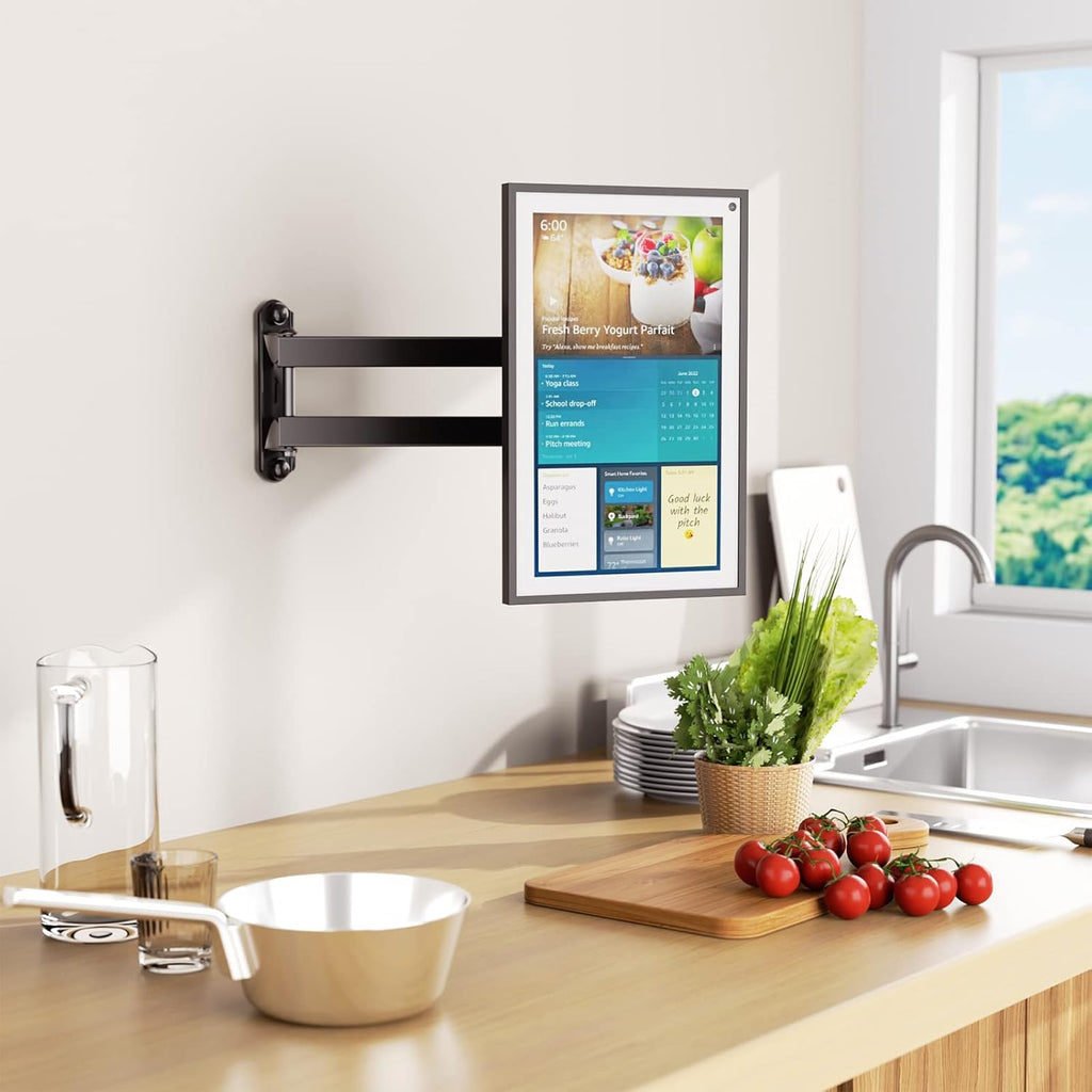 WALI Mount for Echo Show 21, Echo Show 15, Adjustable Wall Mounting Bracket with Heavy Duty 15” Extension Arm, Rotate Tilt Swivel for Echo Show 21, Echo Show 15, Holds up to 33lbs, Black (1330LM-ES)