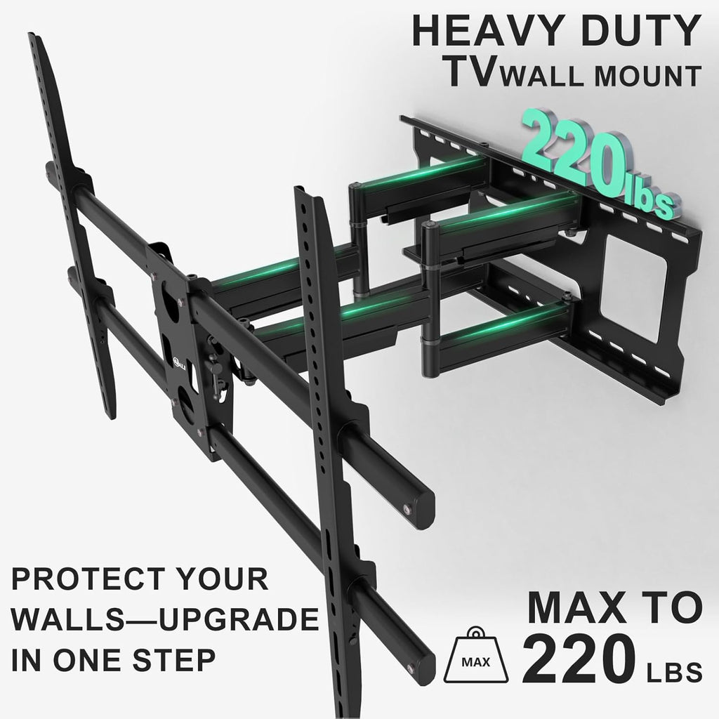 WALI Heavy Duty Full Motion TV Wall Mount Bracket for Extra Large TVs,Holds up to 220Ibs, Swivel Tilt Rotatable,Max Mounting Holes 1000x600, Fits 65 75 85 100 120 inch LED/LCD/OLED 4K/8K on Wood Stud(FTM-6)