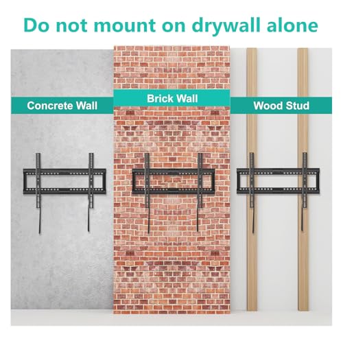 WALI TV Wall Mount Bracket for 37-90 Inch Flat Curved TVs up to 165 lbs, Low Profile Wall Mount Holds Your TV 1.1 Inch from The Wall, Mounting Holes up to 600x400mm (TTM-2), Black