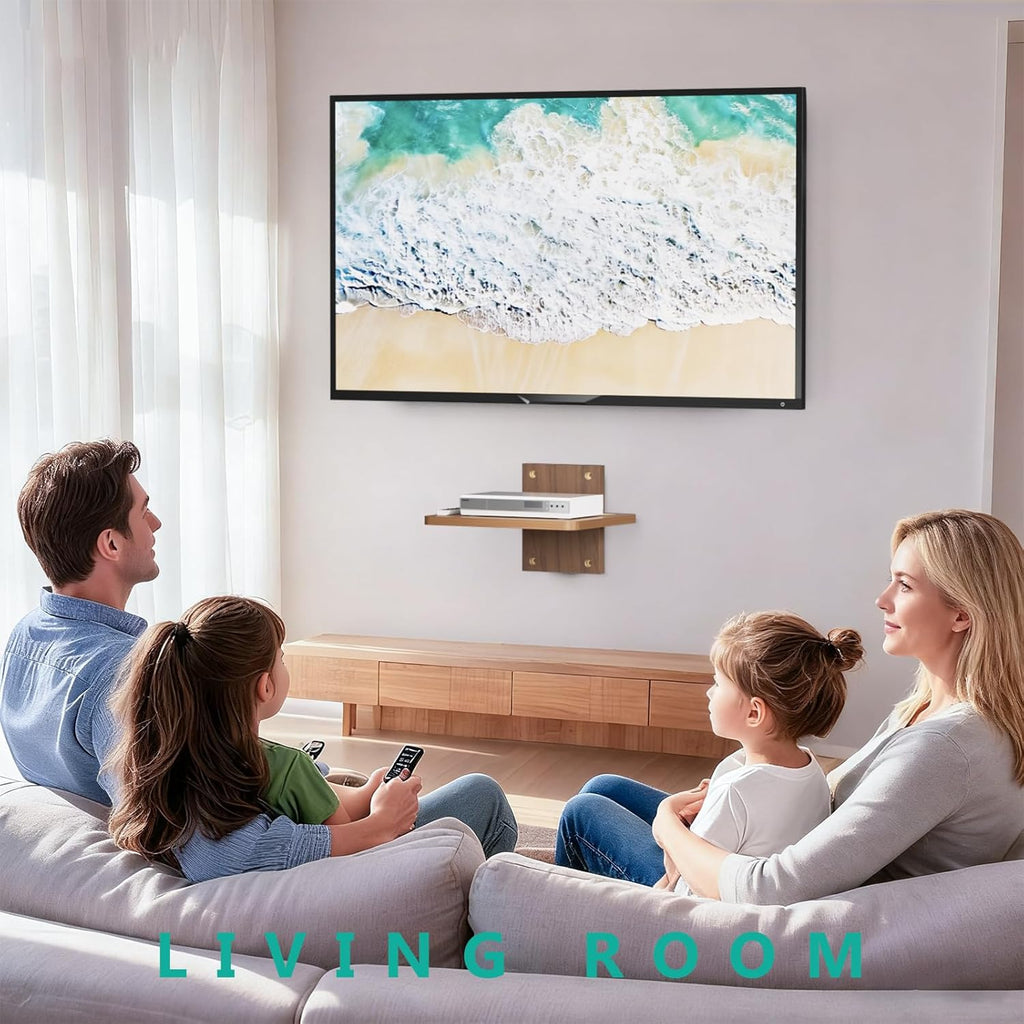 WALI Floating TV Shelves for Wall, Projector Shelf Holds Up to 22lbs, Wooden Wall Mounted Shelves for DVD Players, Cable Boxes, Game Consoles, Living Room Decor Accessories (CS201N), 1 Shelf, Wood