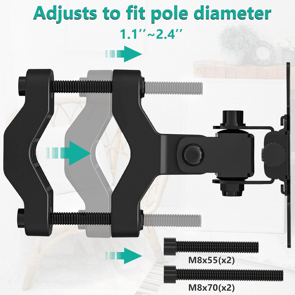 WALI Mount Plate for Universal Monitor Mounting System, Fits 1.1 to 2.4 inch Diameter Pole, Mounting Holes for 75 by 75 mm and 100 by 100mm (VES02), Black