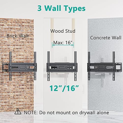 WALI TV Wall Mount Bracket Full Motion Articulating Extend Dual Arm for Most 26-55 inches LED, LCD, OLED Flat Screen TVs up to 99lbs VESA 400x400mm with Tilting for Display (FTM-2), Black