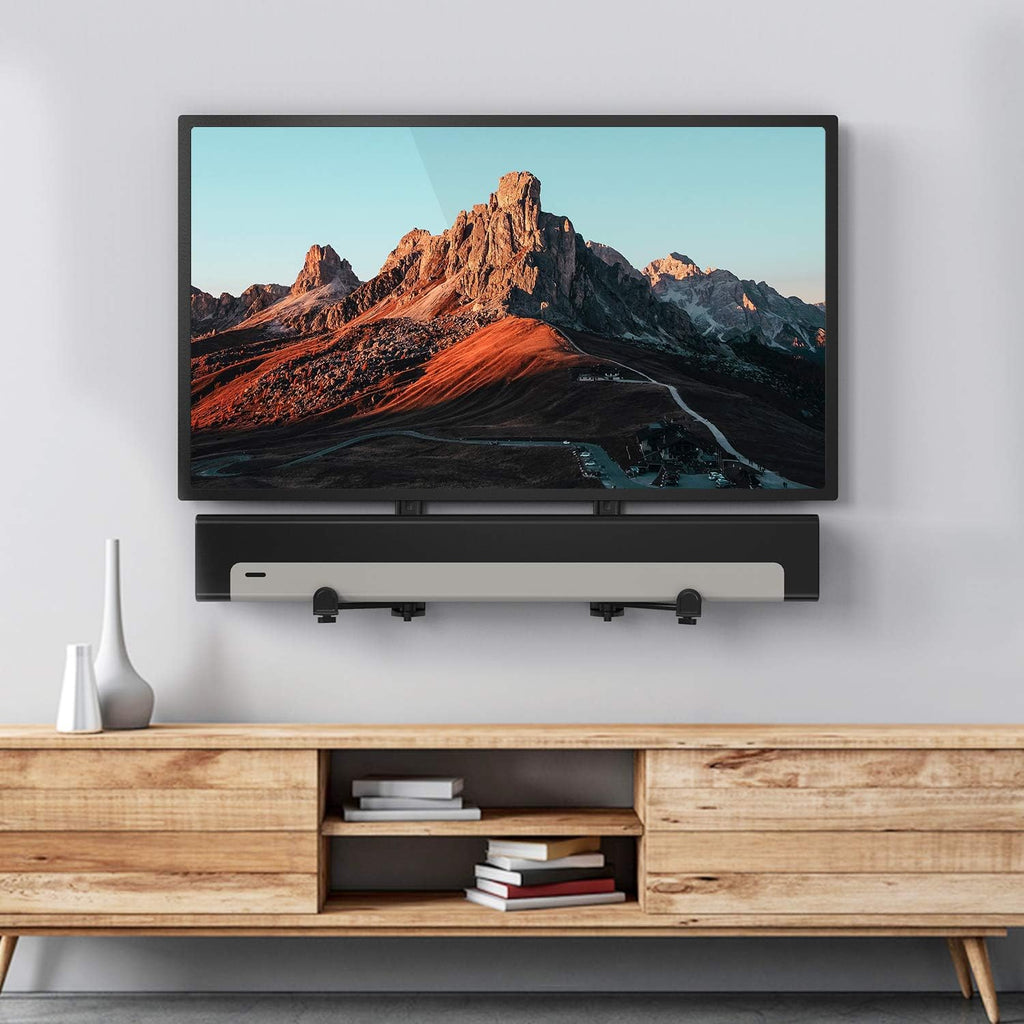 WALI Universal Sound Bar Mount - Adjustable Holder for Samsung, Bose, Sonos,Lg,Vizio and Most Soundbars 20''-45'' Wide, Fits Most 23-65 Inch TVs, Supports 33 lbs, Easy Installation, Black (SBR203)