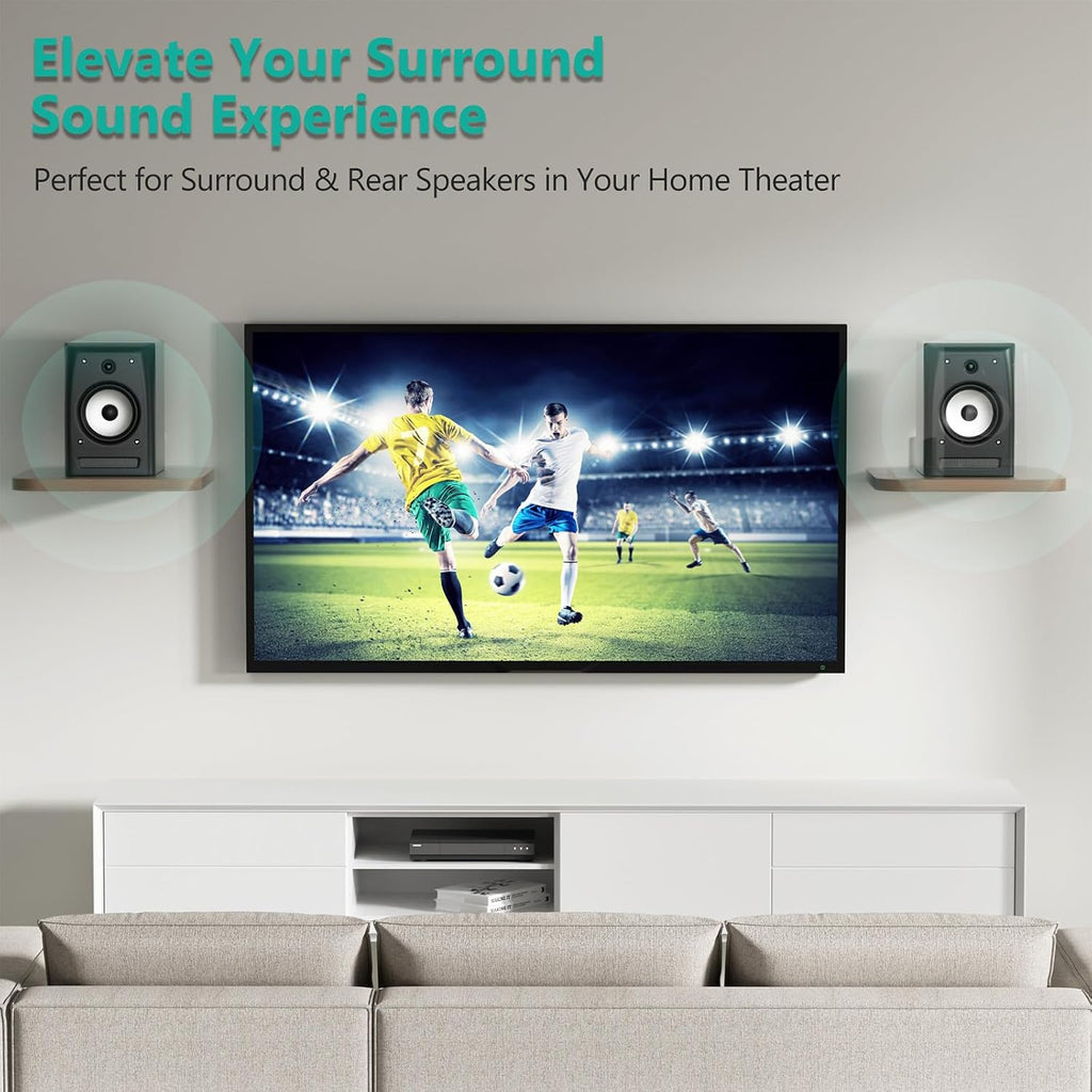 WALI Heavy Duty Floating Speaker Shelves Wall Mounted - Set of 2 - for Surround & Rear Sound, Satellite, Bookshelf Speakers & Home Theater – 7.9" x 7.9" Sturdy Design – 55 lbs Capacity Per Shelf(SWM302)