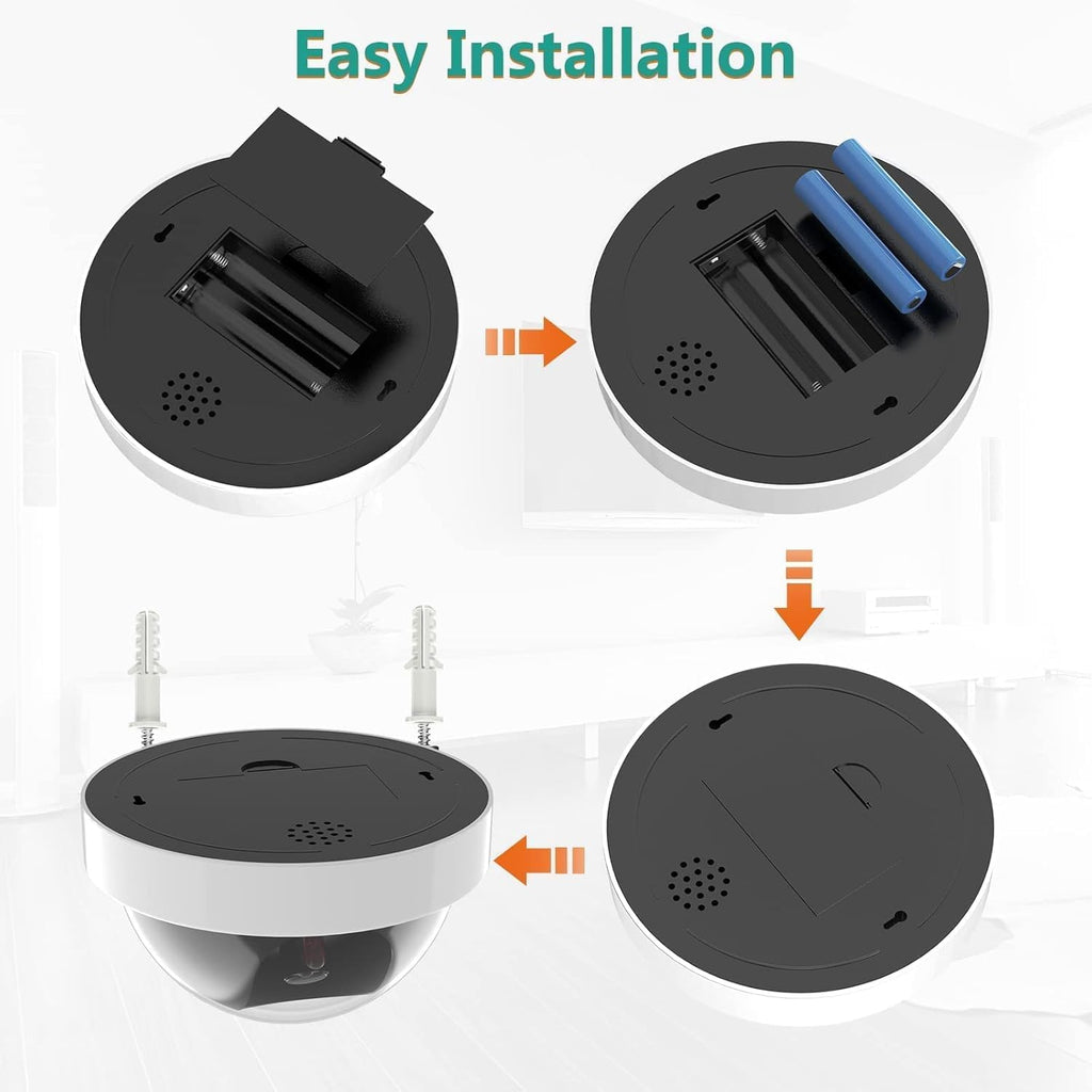 WALI Dummy Fake Security CCTV Dome Camera with Flashing Red LED Light with Security Alert Sticker Decals (SDW-8), 8 Packs, White