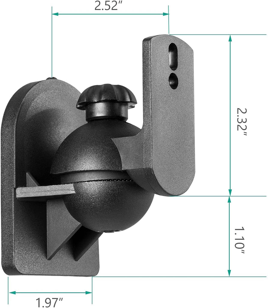 WALI Speaker Wall Mounts, Bookshelf Speaker Wall Mount Brackets, Surround Sound Speaker Mounts, Hold up to 7.7 lbs, (SWM402), 4 Pack, Black