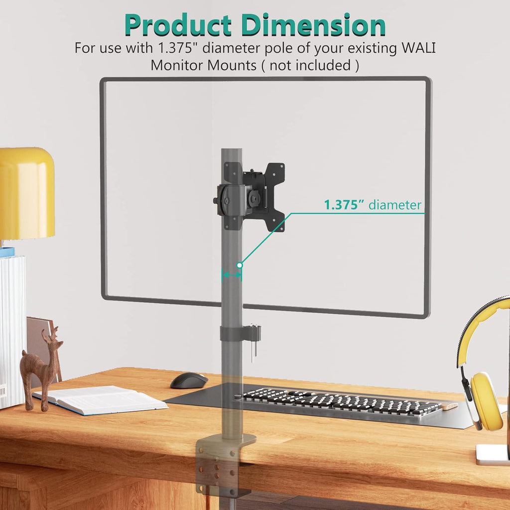 WALI Mounting Plate for Monitor System, Holes 75 by 75 mm and 100 by 100 mm (VES01), Black