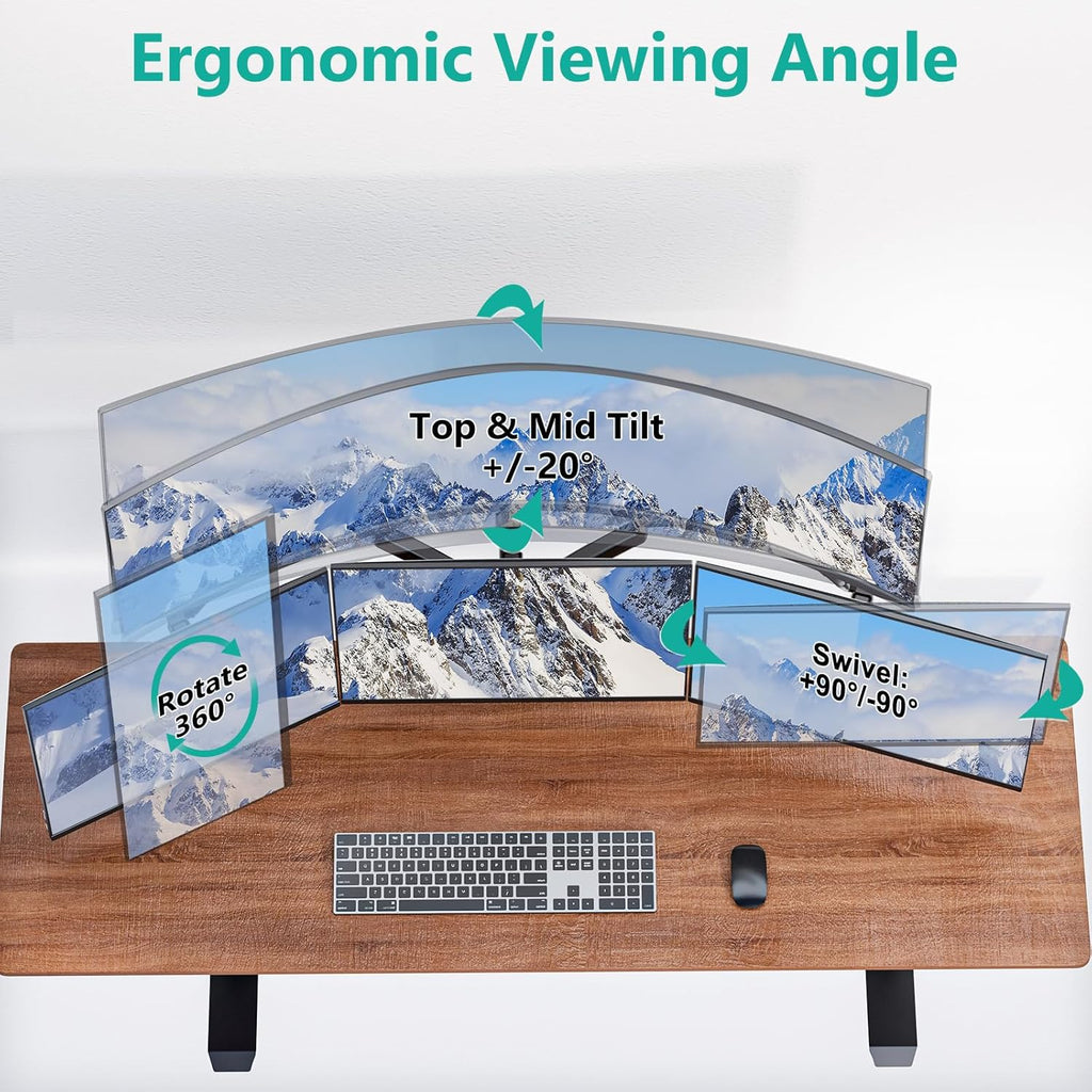 WALI 4 Monitor Mount for up to 49 inch Ultrawides on Top Bracket and 27 inch Screens on Lower Brackets, Heavy Duty Gas Spring Arm Extra Tall Quad Monitor Stand, up to 44 lbs (GSDM004S-P), Black