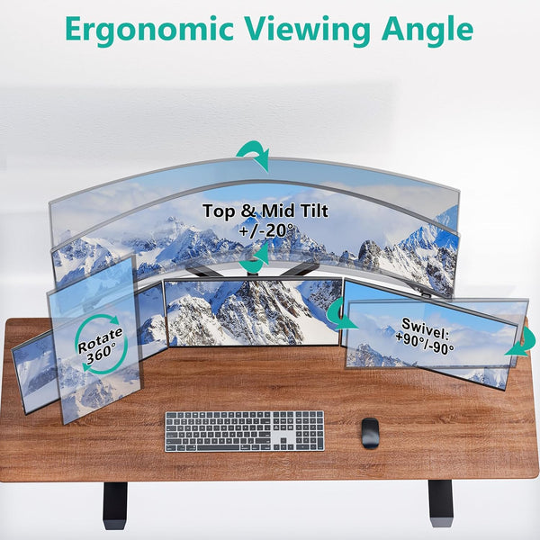 WALI 4 Monitor Mount for up to 49 inch Ultrawides on Top Bracket and 2 ...