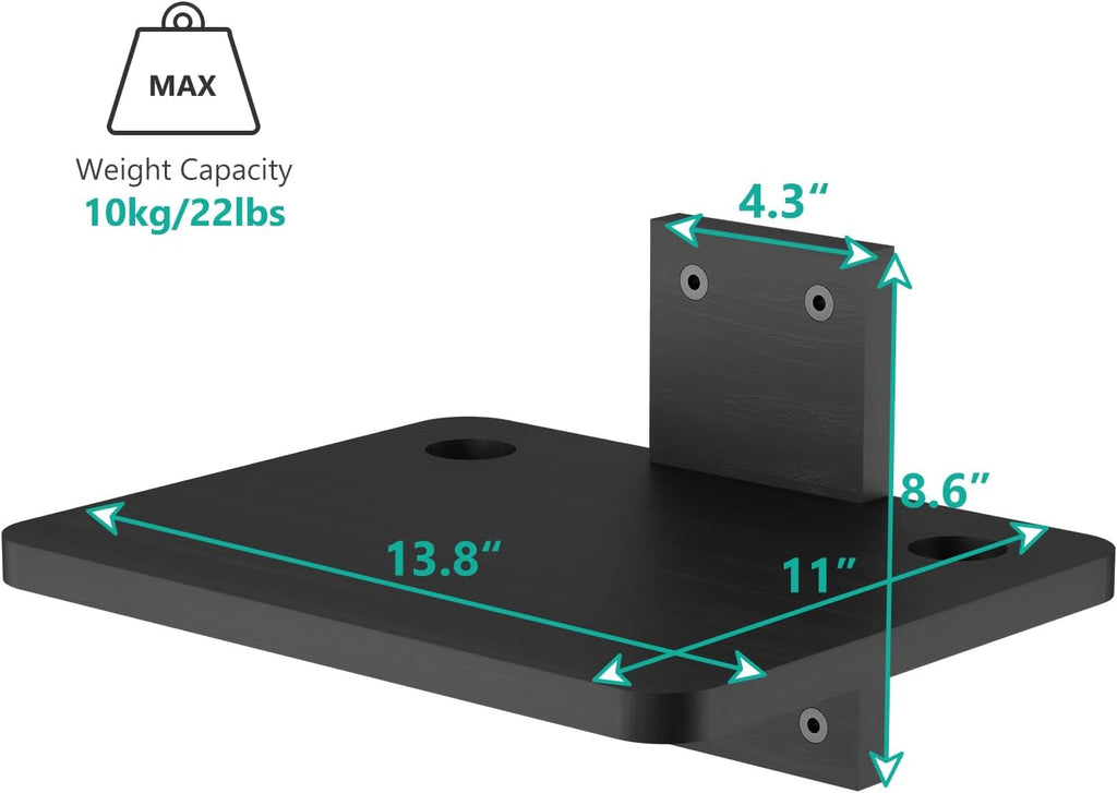 WALI Projector Wall Mount Shelf, Up to 22 lbs, Wooden Floating TV Stand DVD Stand Projector Stand Cable Box Stand Router Stand Game Stand Media Stand Living Room Stand Wall Mount (CS201NB), 1 Shelf