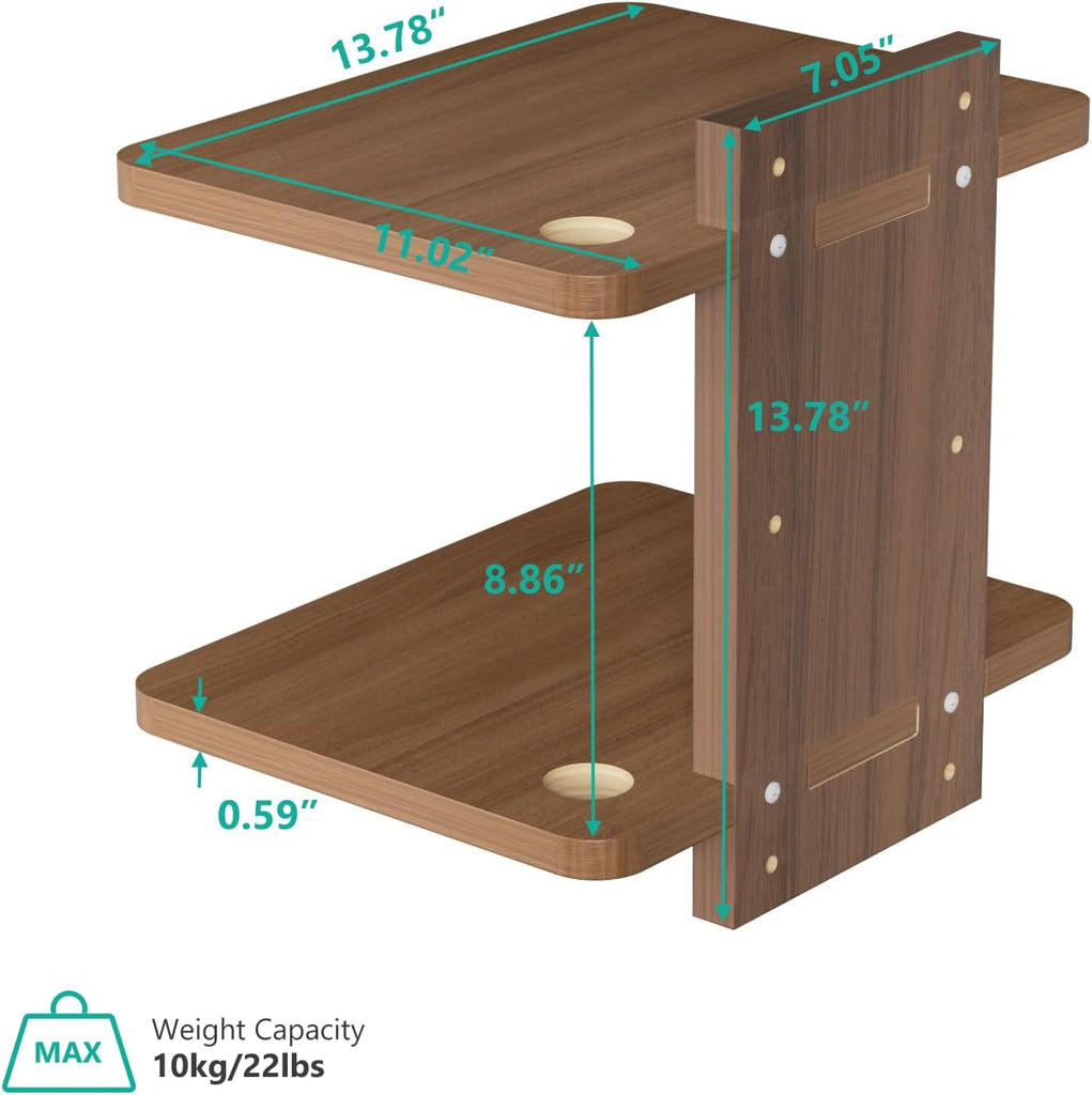 WALI Floating TV Shelf, Projector Shelf Holds Up to 22lbs, Projector Wall Mounted Shelves for DVD Players, Cable Boxes, Game Consoles, Living Room Decor Accessories (CS202N), 2 Shelf, Walnut Brown